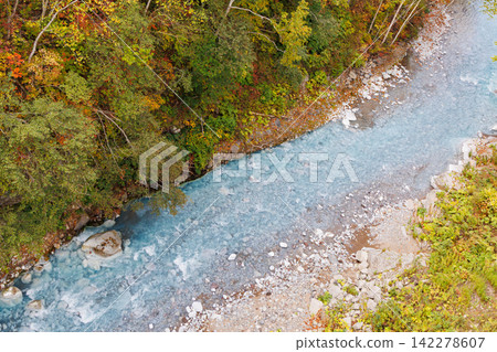 The Biei River, through which the Shirahige Falls flow (Autumn in Hokkaido) The Biei River, through which the Shirahige Falls flow (Autumn in Hokkaido) 142278607