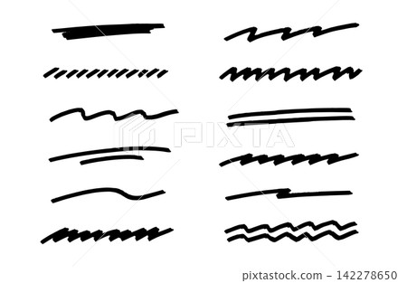 Handwritten marker-style underline design set Handwritten marker-style underline design set 142278650