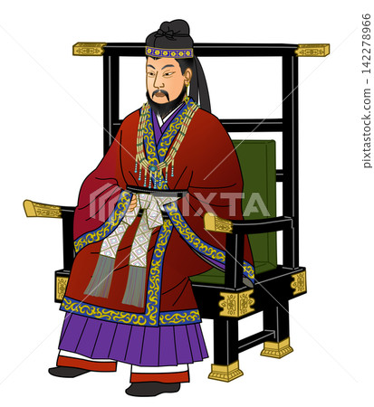 天智天皇的服飾,左前片朝上。 天智天皇的服飾,左前片朝上。 142278966
