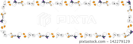 Cute Halloween Ghost and Pumpkin Border Frames Cute Halloween Ghost and Pumpkin Border Frames 142279129