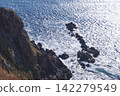 The sheer cliffs of Tachimachi Cape and the sparkling sea, Hakodate City, Hokkaido 142279549