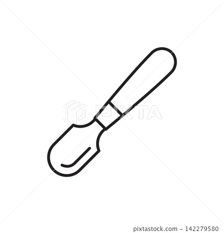 Minimalist line art icon of an edge beveler tool used for trimming leather borders. Minimalist line art icon of an edge beveler tool used for trimming leather borders. 142279580