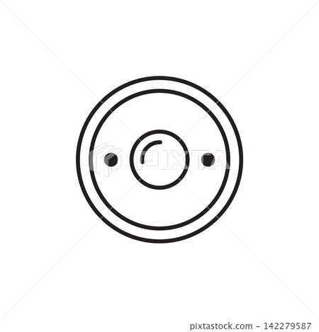 Minimalist line art icon of a circular press snap button fastener used on leather goods. Minimalist line art icon of a circular press snap button fastener used on leather goods. 142279587