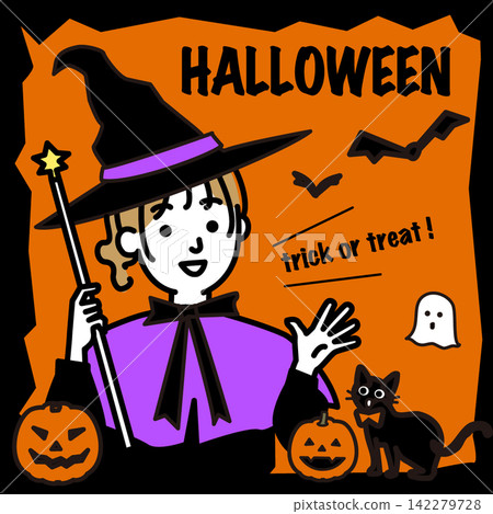 Image of a young woman in a Halloween costume Image of a young woman in a Halloween costume 142279728