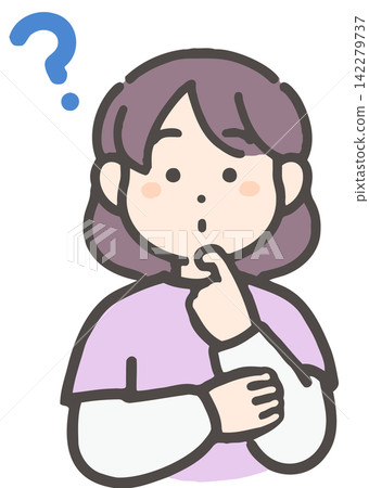 一個看起來在思考什麼的女孩。 142279737