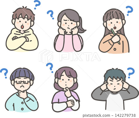 一男一女，看起來很煩惱、憂慮或陷入沉思。 142279738