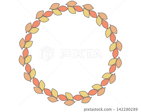 Cute circular frame illustration of autumn leaves Cute circular frame illustration of autumn leaves 142280289
