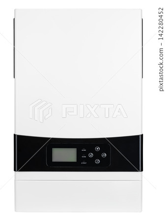 Stylish wall-mounted uninterruptible power supply with digital control interface. Stylish wall-mounted uninterruptible power supply with digital control interface. 142280452