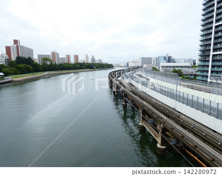 Kyoto's Shinagawa and the Keihin Canal and boats Kyoto's Shinagawa and the Keihin Canal and boats 142280972