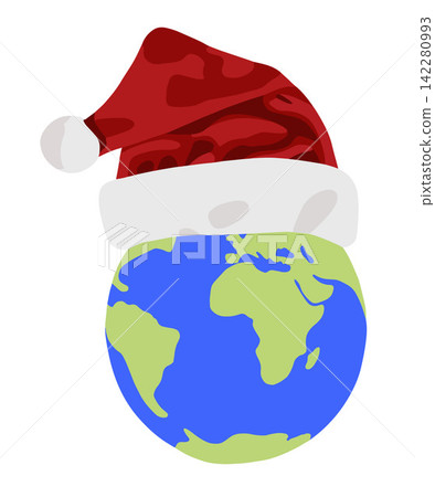 Vector isolated illustration of Christmas planet. Holiday travel for Christmas. Vector isolated illustration of Christmas planet. Holiday travel for Christmas. 142280993