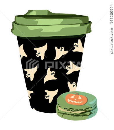 Vector isolated illustration of a festive hot drink for Halloween. Vector isolated illustration of a festive hot drink for Halloween. 142280994