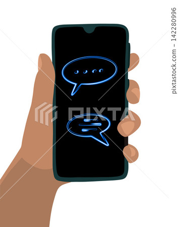 Vector isolated illustration of communication in messenger. Online correspondence. Vector isolated illustration of communication in messenger. Online correspondence. 142280996