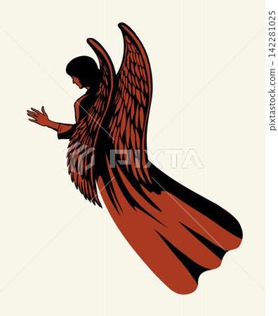 Vector illustration. The Angel. Back view 142281025