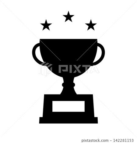 Starred championship trophy silhouette icon Starred championship trophy silhouette icon 142281153