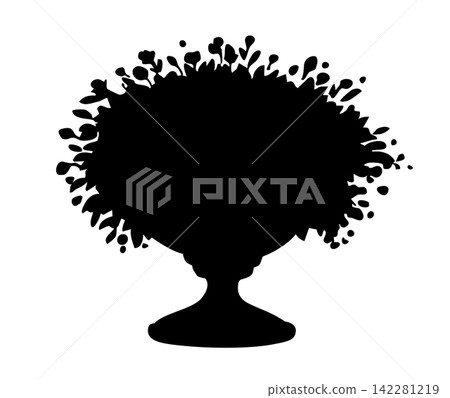 Vector drawing. Beautiful flowers in the pot Vector drawing. Beautiful flowers in the pot 142281219