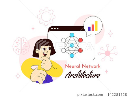 Neural Network Architecture Vector Illustration Featuring People Analyzing AI Models, Data Charts, and Machine Learning Brain Neural Network Architecture Vector Illustration Featuring People Analyzing AI Models, Data Charts, and Machine Learning Brain 142281528