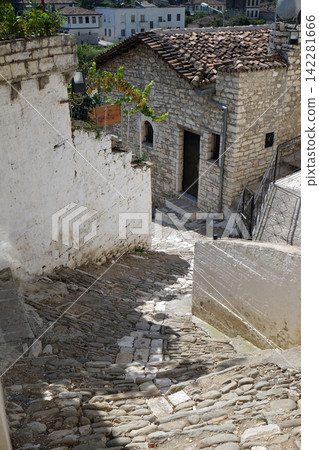 Traditional ottoman house in old town Berat known as the White City of Albania Traditional ottoman house in old town Berat known as the White City of Albania 142281666