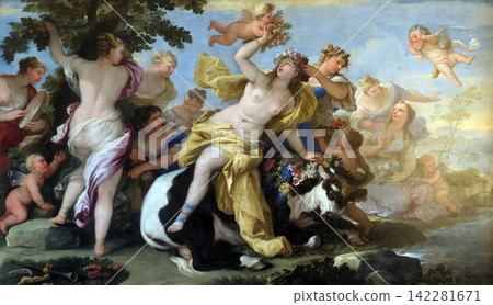 Painting in the Palace Borromeo on Isola Bella, Borromeo Islands, Lago Maggiore, Piedmont, Italy 142281671