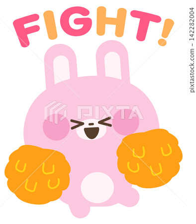 A rabbit cheering with pom-poms (with text) A rabbit cheering with pom-poms (with text) 142282004