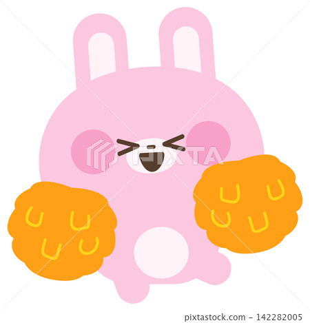 A rabbit cheering with pom-poms A rabbit cheering with pom-poms 142282005