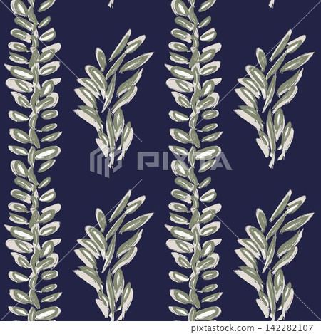 Neutral Colour Tropical Leaf seamless pattern design for fashion textiles, graphics and crafts 142282107