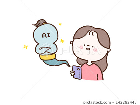 An anthropomorphic AI character (chat-type AI) that appears from a woman's smartphone in the form of a demon and fulfills her requests. An anthropomorphic AI character (chat-type AI) that appears from a woman's smartphone in the form of a demon and fulfills her requests. 142282445