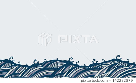 波浪海洋插畫背景 波浪海洋插畫背景 142282879