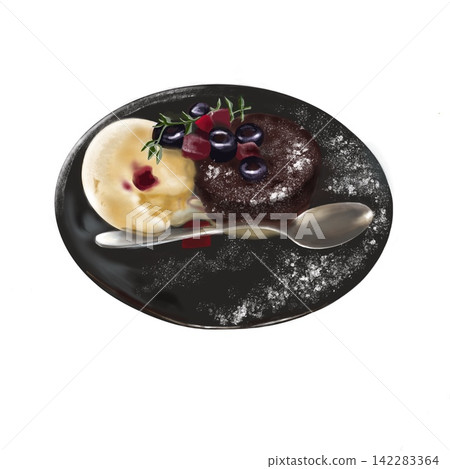 Delicious-looking ice cream and cake dessert Delicious-looking ice cream and cake dessert 142283364