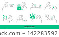 Business and SaaS concept. Doodle line character set illustrating data, cloud, database, teamwork and workflow management themes. 142283592