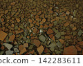 Abstract Texture of Broken Ceramic Tiles and Shards 142283611