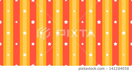 White stripe popcorn with red background paper and pattern circus seamless. Line wallpaper fabric with design corn packaging and star retro backdrop. Vector marquee tent with xmas classic. 142284038