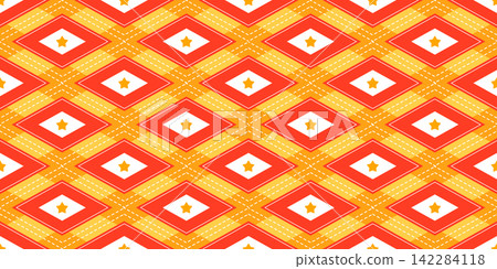 Geometry retro diamond for red vintage star and pattern seamless baby. Circus print abstract for lozenge paper fabric and masquerade background bg. Harlequin joker carnival for sweater grid. Geometry retro diamond for red vintage star and pattern seamless baby. Circus print abstract for lozenge paper fabric and masquerade background bg. Harlequin joker carnival for sweater grid. 142284118
