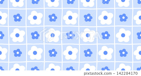 Seamless vector gingham with cute daisy girly for kawaii flower heart. Pattern valentines damask with blossom vintage romantic for wallpaper kids ditsy. Dot fashion pastel with baby pretty. Seamless vector gingham with cute daisy girly for kawaii flower heart. Pattern valentines damask with blossom vintage romantic for wallpaper kids ditsy. Dot fashion pastel with baby pretty. 142284170