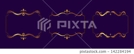 Ornament western wedding with game luxury gold for line decoration frame. Border element emblem with graphic design royal for invitation collection business. Illustration elegant luxurious. Ornament western wedding with game luxury gold for line decoration frame. Border element emblem with graphic design royal for invitation collection business. Illustration elegant luxurious. 142284194