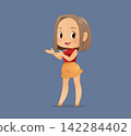 Cheerful Businesswoman Cartoon Character Presenting and Explaining with a Friendly Smile 142284402