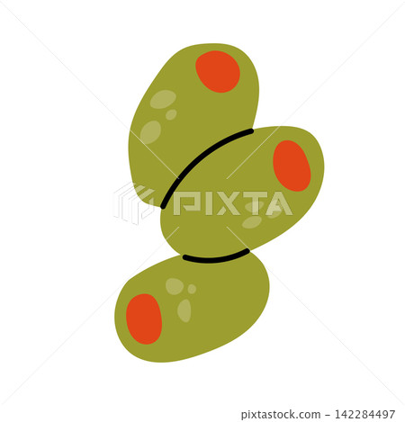 Green Stuffed Olives with Pimiento Mediterranean Appetizer Illustration Set Green Stuffed Olives with Pimiento Mediterranean Appetizer Illustration Set 142284497