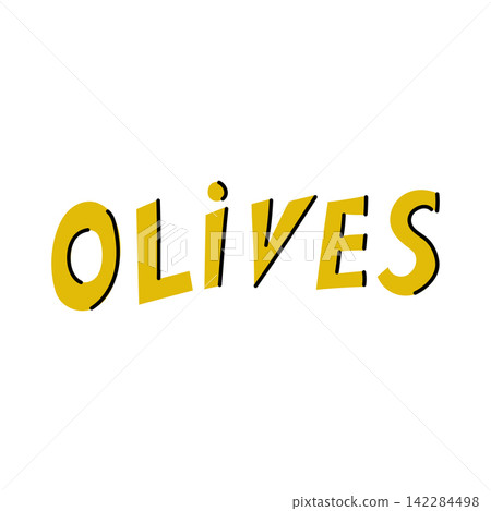 Olives Hand Drawn Lettering Mediterranean Typography Design Olives Hand Drawn Lettering Mediterranean Typography Design 142284498