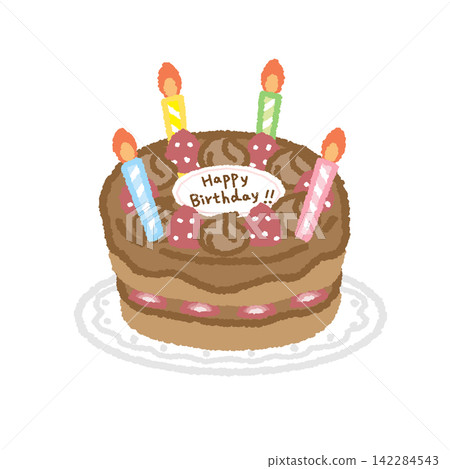 Strawberry and chocolate cream birthday cake 142284543