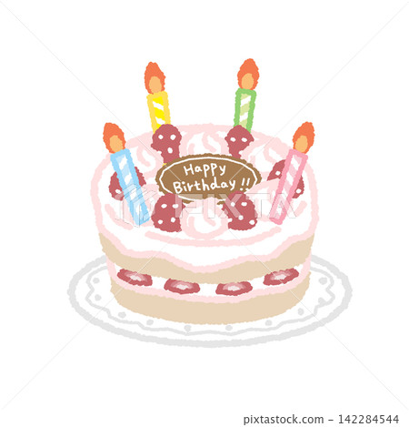 Strawberry and whipped cream birthday cake 142284544