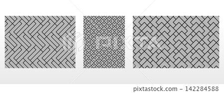 Geometric set of seamless black and gray patterns. Simple vector graphics Geometric set of seamless black and gray patterns. Simple vector graphics 142284588