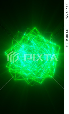 Glowing green wireframe sphere formed by intersecting geometric lines, creating a vibrant digital energy network on a dark background. Glowing green wireframe sphere formed by intersecting geometric lines, creating a vibrant digital energy network on a dark background. 142284658