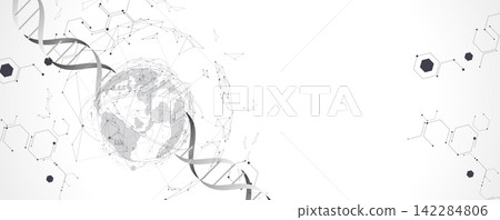 Medical science, DNA strands, connected neural web, technology background, virus protection Medical science, DNA strands, connected neural web, technology background, virus protection 142284806