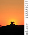 Sekiyado Castle and the setting sun 142284927