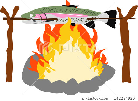 烤虹鱒魚插圖 烤虹鱒魚插圖 142284929
