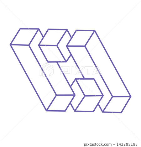 Impossible optical illusion shapes. Logo. Optical art object. Impossible figure. Line art. Unreal geometric objects. Impossible optical illusion shapes. Logo. Optical art object. Impossible figure. Line art. Unreal geometric objects. 142285185