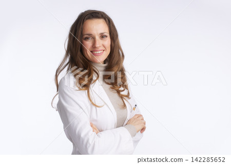 Confident Female Doctor with Direct Gaze Confident Female Doctor with Direct Gaze 142285652