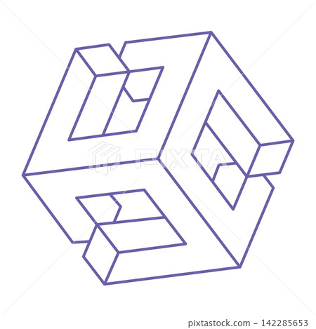 Impossible shapes. Sacred geometry figures. Optical illusion. Abstract eternal geometric object. Impossible endless outline. Optical art. Impossible geometry shape on a white background. Escher style. Impossible shapes. Sacred geometry figures. Optical illusion. Abstract eternal geometric object. Impossible endless outline. Optical art. Impossible geometry shape on a white background. Escher style. 142285653