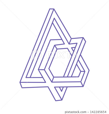 Impossible shapes. Optical illusion. Sacred geometry figure. Abstract eternal geometric object. Impossible endless outline. Optical art. Impossible geometry shape on a white background. Impossible shapes. Optical illusion. Sacred geometry figure. Abstract eternal geometric object. Impossible endless outline. Optical art. Impossible geometry shape on a white background. 142285654