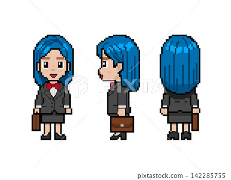 Pixel art of a working woman (with blue hair) Pixel art of a working woman (with blue hair) 142285755