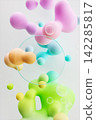 Abstract 3d background with colorful geometric spheres and circle glass. 142285817